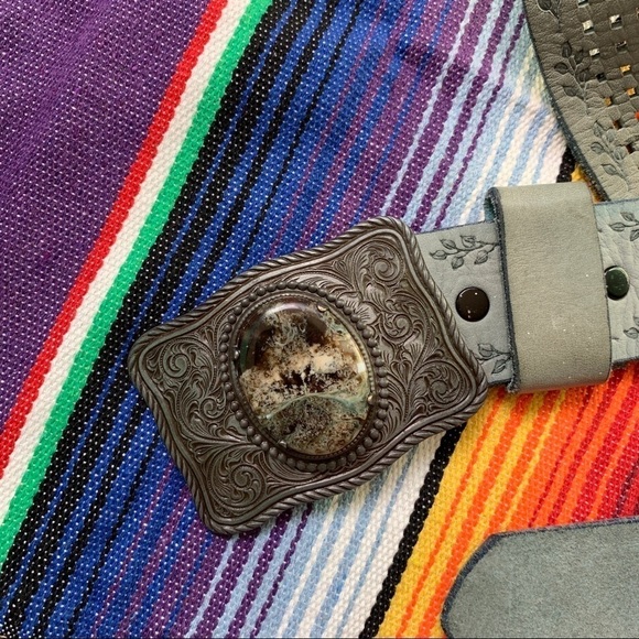 Vintage Marble Cowboy Western Suede Leather Belt main image 5